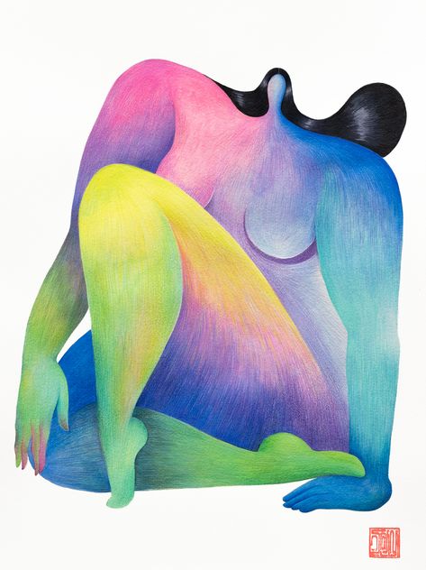 Anonymous, Posed Figures by Artist Hanna Lee Joshi Explore the Female Body | Colossal Mood Inspiration, Emily Carr, Colossal Art, Abstract Faces, Female Body, Canadian Artists, Woman Painting, Colored Pencil, Art Abstrait