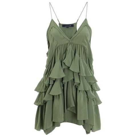 Isabel Marant Apple Green Silk Ruffle Mini-dress (€315) ❤ liked on Polyvore featuring dresses, tops, vestidos, green, empire waist dress, tiered ruffle dress, short green dress, green silk camisole and green silk dress Silk Dresses Outfit, Short Green Dress, Green Silk Dresses, Fest Outfits, Green Cocktail Dress, Skandinavian Fashion, Silk Cocktail Dress, Mode Boho, Michael Antonio