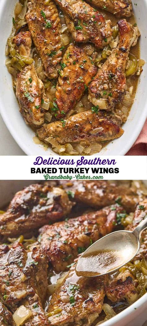 Best Smothered Turkey Wings, Turkey Wings Recipe Baked With Rice, Turkey Wings Thanksgiving, Thanks Giving Turkey Recipes Easy, Turkey Wings And Rice, Southern Baked Turkey Wings, Smoked Turkey Wing Recipes, Honey Old Bay Turkey Wings, Turkey Wings For Thanksgiving