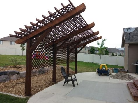 Here's the cantilevered (ish) pergola we ended up building. Cantilever Pergola, Landscape Pergola, Screen Pergola, Shade Landscape, Pergola Wall, Pergola Covers, Pergola Modern, Gertrude Jekyll, Edwin Lutyens