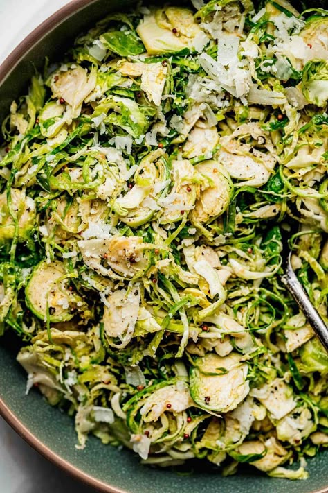 Shaved Brussel Sprout Salad, Baked Brussel Sprouts, Brussel Sprout Salad Recipes, Shaved Brussel Sprouts, Brussels Sprout Salad, Parmesan Salad, Brussels Sprouts Salad, Sprout Salad, Red Wine Vinaigrette