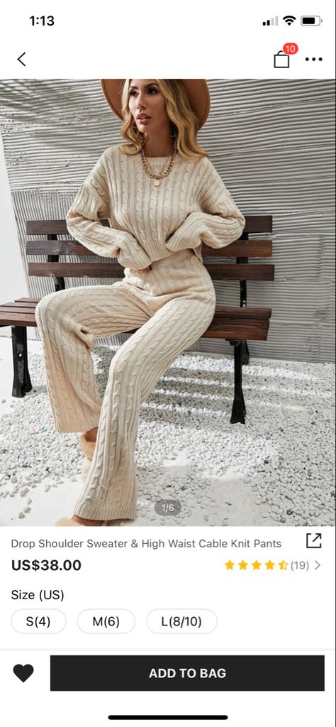 Knit Pants Outfit, Elastic Waist Pants Outfit, High Neck Long Sleeve Top, Wide Leg Pants Outfits, Crop Pullover, Leg Pants Outfit, Knitted Suit, Drop Shoulder Tee, Pullover Outfit