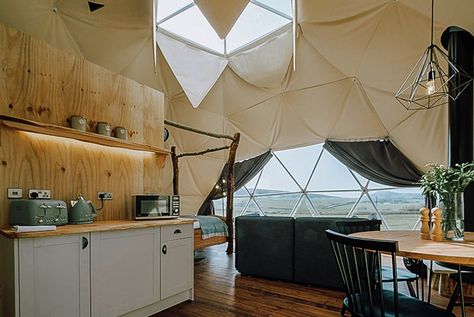 Geodesic Dome Homes Interiors, Bio Dome, Modern Desert Home, Geo Dome, Geodesic Dome Kit, Tent Platform, Yurt Home, Dome Homes, Geodesic Domes