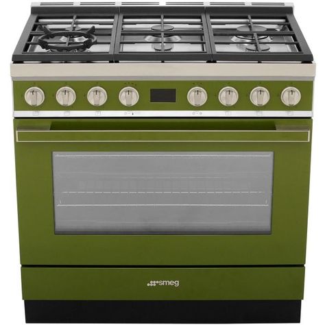 Smeg CPF9GPOG 90cm Portofino Olive Green Dual Fuel Range Cooker (JUB-4069) Green Smeg, Island Cooker Hoods, Induction Range Cooker, Retro Fridge Freezer, Electric Range Cookers, Compact Dishwasher, Built In Double Ovens, Dual Fuel Range Cookers, American Style Fridge Freezer