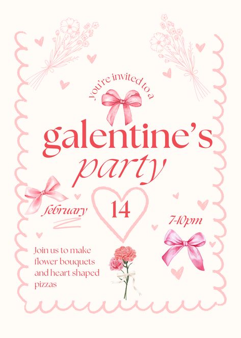 Ticket Party Invitations, Valentine Poster, 20th Birthday Party, Online Scrapbook, Pink Quotes, Party Design, Illustrations Posters, Design Inspo, Invitation Cards