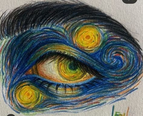 Van Gogh Eyes, Van Gogh Drawings, Scratchboard Art, Arte Grunge, Art Sketches Doodles, Eyes Drawing, Arte Van Gogh, Eye Painting, Van Gogh Art