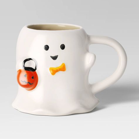 15.2 fl oz Halloween Stoneware Figural Ghost Mug - Hyde & EEK! Boutique™ | Target Streamer Party Decorations, Target Halloween, Ghost Mug, Treat Bucket, Halloween Kitchen, Felt Halloween, Halloween Mug, Coffee And Tea Accessories, Stoneware Mugs