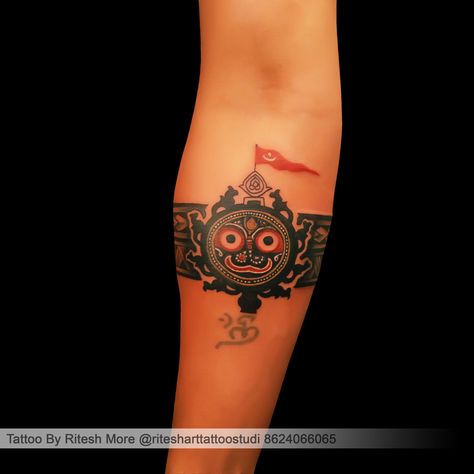 Band Tattoo! Jagannath tattoo! Jagannathbandtattoo Ad Ghatkopar West Mumbai Call 8624066065 Jaganath Tattoo Design, Jagannath Tattoo Design, Jaganath Tattoo, Tattoo Design Mandala, Hindu Tattoos, Hanuman Tattoo, Jai Jagannath, Tattoo Band, Colour Tattoo