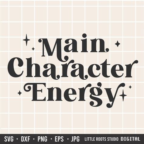 To see the more cut files from Little Roots Studio, click here: https://www.etsy.com/shop/LittleRootsSVGs?ref=simple-shop-header-name&listing_id=836958541 Main Character Energy / Main Character Energy SVG / Main Character Cut File / Digital Download / Cricut / Silhouette / Quote SVG  PLEASE READ BEFORE PURCHASING. This is a digital cutting file designed for use with a craft cutting machines like Cricut, Silhouette, ScanNcut, Sizzex, etc...Great for scrapbooking, vinyl transfer to mugs, shirts an Main Character Energy Aesthetic, Main Character Quotes, Bookish Stickers, Main Character Energy, Sticker Design Inspiration, 70s Aesthetic, Character Graphic, Character Quotes, Website Backgrounds