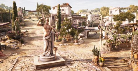 Ancient Rome Aesthetic, Children Of Eden, Greek Village, Greek Town, Assassin's Creed Odyssey, Assassins Creed Odyssey, Greek House, Ancient Greek Architecture, Entertainment Design