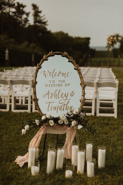 Crane Estate, Wedding Mirror, Future Wedding Plans, Wedding Mood Board, Blush And Gold, Wedding Welcome Signs, Wedding Mood, Wedding Signage, Junebug Weddings