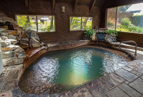 Indoor hot springs, Twin Peaks Ouray, Colorado Indoor Hot Spring, Tiny Indoor Pool, Piranesi Prison, Indoor Hot Tub Ideas, Glass Rooms, Aquatic Design, Indoor Pond, Swimming Pool Pond, Indoor Hot Tub