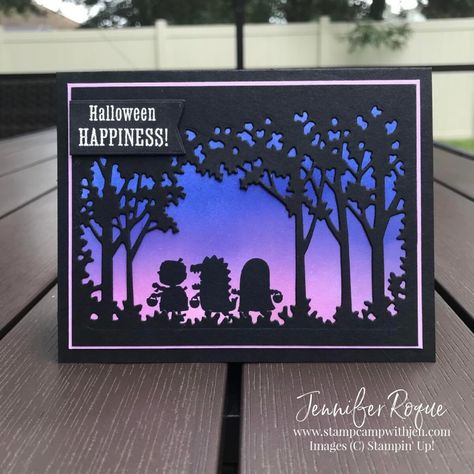 Stampin Up Halloween Cards 2023, Halloween Cards Stampin Up Ideas, Night Time Background, Happy Halloween Cards, Time Background, Scary Cute, Halloween Week, Halloween Cards Handmade, Halloween Series