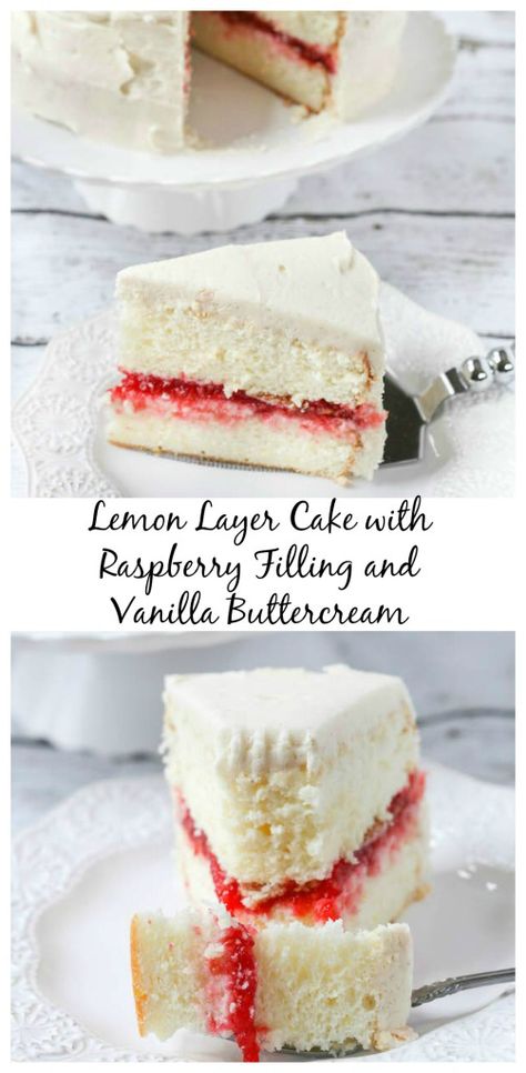 Lemon Layer Cake, Cake Raspberry, Swiss Rolls, Lemon Layer Cakes, Recipe Cake, Spring Cake, Raspberry Filling, Raspberry Cake, Cake Fillings