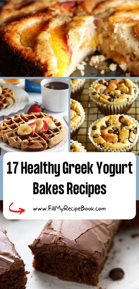 17 Healthy Greek Yogurt Bakes Recipes. So much healthier baking with Greek yogurt when doing desserts and cakes and much more. Healthy Baking With Greek Yogurt, Yoghurt Baking Recipe, Baking Greek Yogurt, Dessert Recipes Using Greek Yogurt, Things To Make With Greek Yogurt Healthy, What To Make With Vanilla Yogurt, Egg And Yogurt Recipes, Breakfast Recipes With Greek Yogurt, Healthy Recipes Using Greek Yogurt