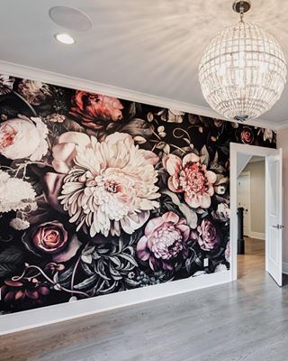 Dark Floral II | Floral Wallpaper Dark Floral Aesthetic, Wallpaper Decor Ideas, Black Floral Wallpaper, Floral Wallpaper Bedroom, Moody Wallpaper, Timeless Home Decor, Ii Wallpaper, Pink Rooms, Studio Tattoo