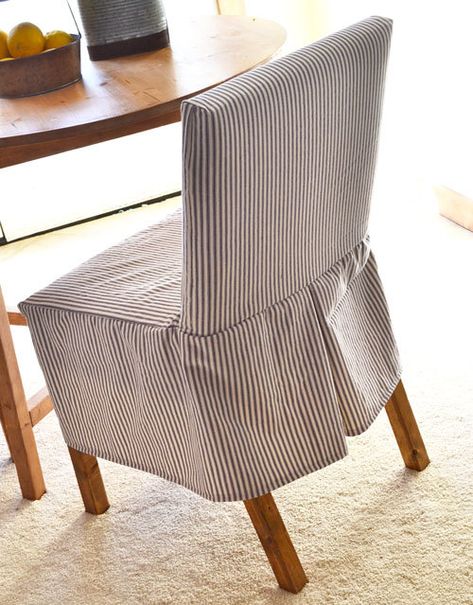 Diy Chair Covers, Slipcover Chair, Chair Slipcovers, Dining Chair Covers, Dining Room Chair, Dining Chair Slipcovers, Parsons Chairs, Diy House Projects, Diy Chair