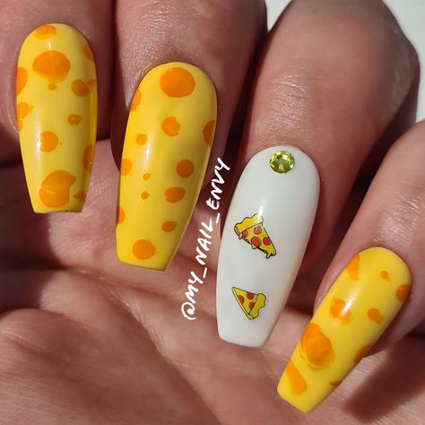 Cheese Nail Art, Cheese Nails, Deluxe Nails, Orange Sherbet, White And Orange, Yellow Nails, Stamping Plates, Fun Challenges, Orange Peel