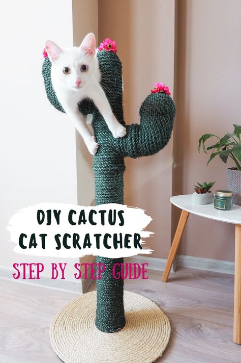 DIY Cactus Cat Scratching Post - DIY Thought Cactus Scratching Post, Cactus Cat Scratcher, Diy Cat Scratching Post, Diy Cat Scratcher, Diy Cactus, Cactus Cat, Diy Cat Tree, Diy Cat Toys, Cats Diy Projects