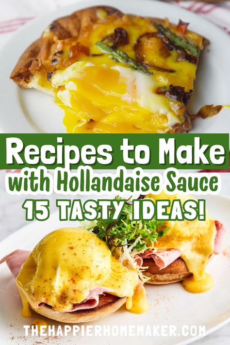 From classic eggs Benedict variations to innovative seafood dishes and creamy vegetable creations, these recipes make the most of this rich and flavorful sauce. Perfect for brunch, dinner, or anytime you want to add a touch of indulgence to your meal! Uses For Hollandaise Sauce, Meals With Hollandaise Sauce, Hollandaise Sauce Meals, Breakfast With Hollandaise Sauce, Recipes With Hollandaise Sauce, Eggs Benedict Variations, Hollandaise Sauce Uses, Hollandaise Recipe, Easy Hollandaise Sauce