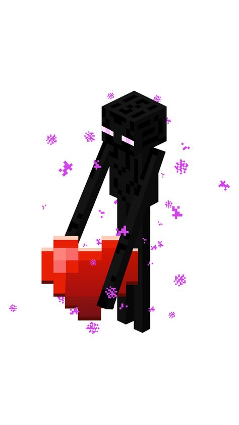 Enderman is a tall dark neutral mob, who has unique teleportation abilities. He found a big red heart somewhere and wants to teleport it to you! The game Minecraft sticker with Enderman and Heart!. Minecraft Heart Wallpaper, Enderman Tattoo, Slenderman Minecraft, Enderman Wallpaper, Enderman Aesthetic, Minecraft Love, Minecraft Heart, Minecraft Stickers, Minecraft Enderman