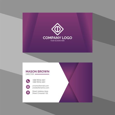 Download this Professional purple modern business card template vector. Descargue este vector de plantilla de tarjeta de visita moderna púrpura profesional. Modern Business Card, White Business Card, Business Cards Creative Templates, Purple Accents, Modern Business Cards, Business Cards Creative, Visiting Cards, Business Card Template, Business Card Design