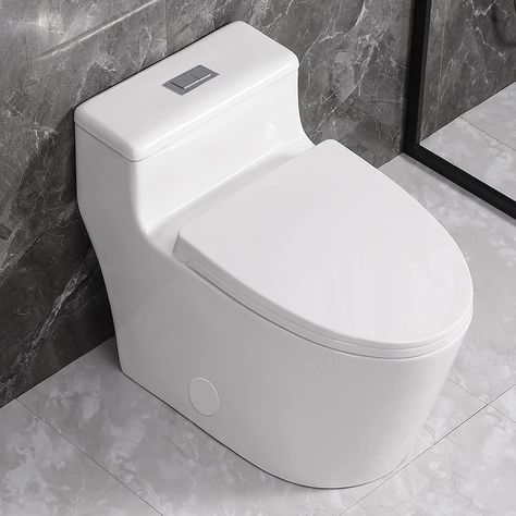 Height Top Dual Flush 0.8/1.6 GPF White (SN1081T) One Piece Toilet Seat, Low Profile Toilet Small Bathrooms, Toilets Modern, Modern Toilets, Affordable House Plans, Master Bathrooms, Dual Flush Toilet, Shower Installation, Toilet Sink