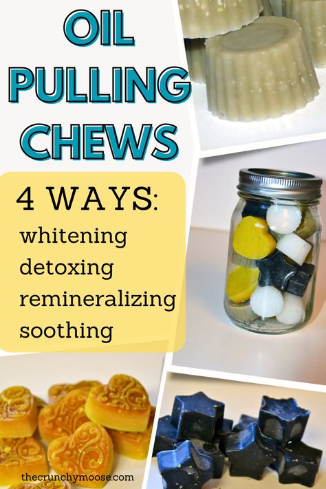 Oil pulling is one of my favorite healthy habits. It's easy, detoxing, supports oral health, clears up my complexion, and freshens my breath! All without breaking a sweat! And my favorite oil pulling hack is making oil pulling chews. When I have these handy oil pulling tablets premade in my fridge, I'm much more likely to be consistent with this morning routine. Get 4 recipes to make oil pulling tablets / chews with coconut oil, bentonite clay, activated charcoal, and essential oils. Clove And Coconut Oil Pulling, Coconut Mouth Wash Oil Pulling, Diy Oil Pulling Recipe, Oil Pulling Recipe, Oil Pulling With Coconut Oil, Coconut Pulling, Diy Lotions, Oil Pulling Benefits, Homemade Coconut Oil