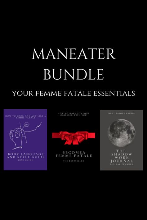 Books On Dark Femininity, Books About Dark Femininity, Books For Seduction, Female Fatale Books, Books For Dark Feminine, Dark Feminity Books, Femme Fatale Books To Read, Dark Feminine Energy Books, How To Become A Femme Fatale