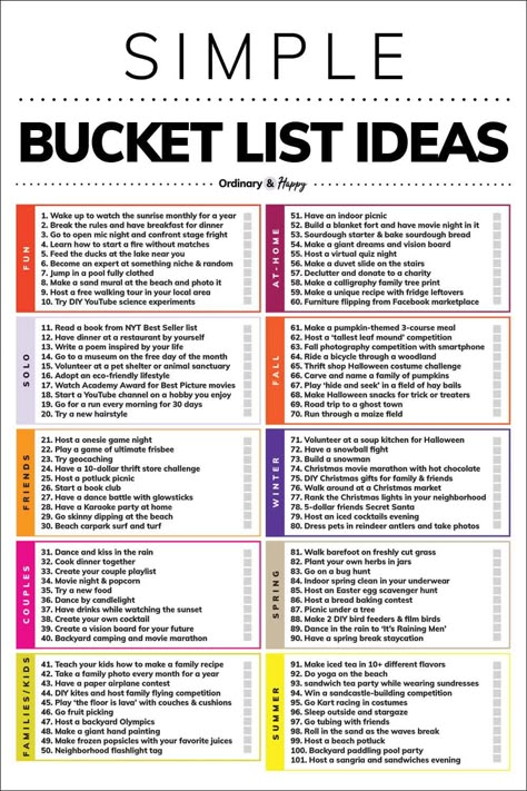 100+ Simple Bucket List Ideas (list image). Challenge List Ideas, Simple Summer Bucket List, Things To Do Before 50 Bucket Lists, Free Bucket List Ideas, Travel Challenge Ideas, 100 Bucket List Ideas, Fun Goals Ideas, Self Care Bucket List Ideas, Small Bucket List Ideas