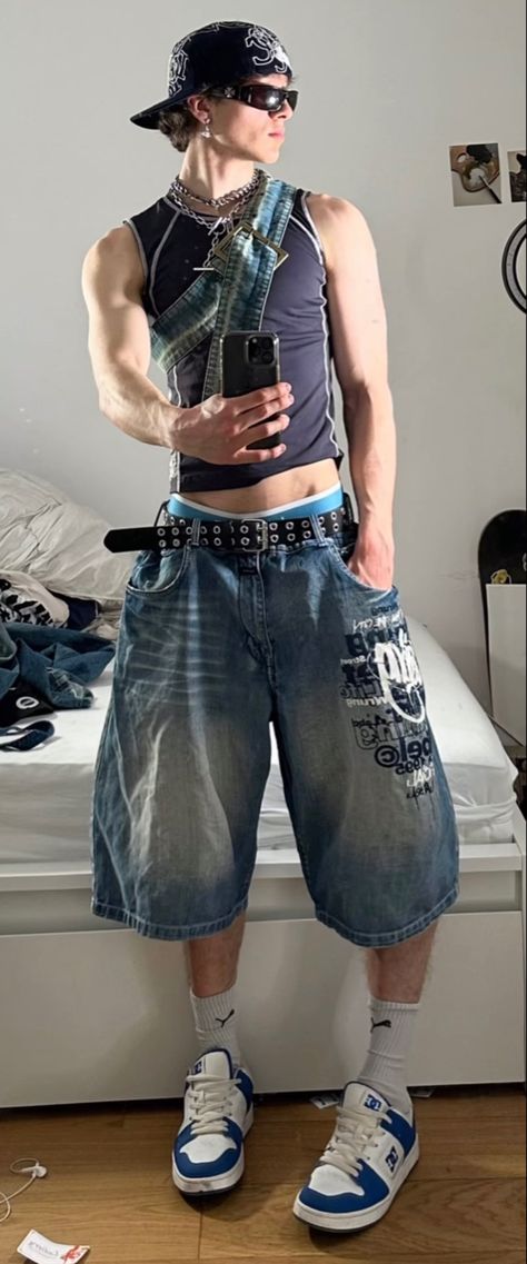 Crop Top Men, Y2k Outfits Men, Festival Outfits Men, Trendy Boy Outfits, Tiktok Outfits, Queer Fashion, Baggy Clothes, Crop Top Outfits, Suit Designs