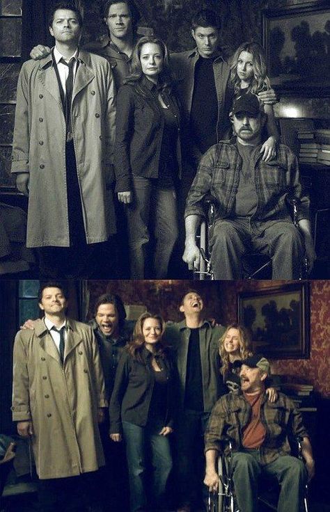 The picture taken at Bobby's insistence of himself with Sam, Castiel, Ellen, Dean and Jo on the night before they all (except Bobby) leave to try and kill Lucifer with the Colt. And the picture we never saw. Film Memes, Emmanuelle Vaugier, Supernatural Series, Funny Supernatural, Supernatural Wallpaper, Supernatural Tv Show, Winchester Boys, Supernatural Memes, Supernatural Dean