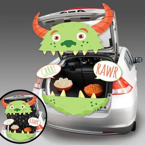 House Trunk Or Treat, Haunted House Trunk Or Treat, Monster Trunk Or Treat, Trunk Or Treat Kits, Monster Mash Party, Church Trunk, Monster Treats, Trunk Or Treat Ideas, Monster Decorations