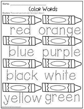 Word Trace Worksheet, Head Start Worksheets, Color Spelling Worksheet, Color Tracing Worksheet, Trace Colors Worksheet, Writing Colors Worksheet, Kinder Writing Activities, Color Words Worksheet, Learn Colors Preschool Free Printable