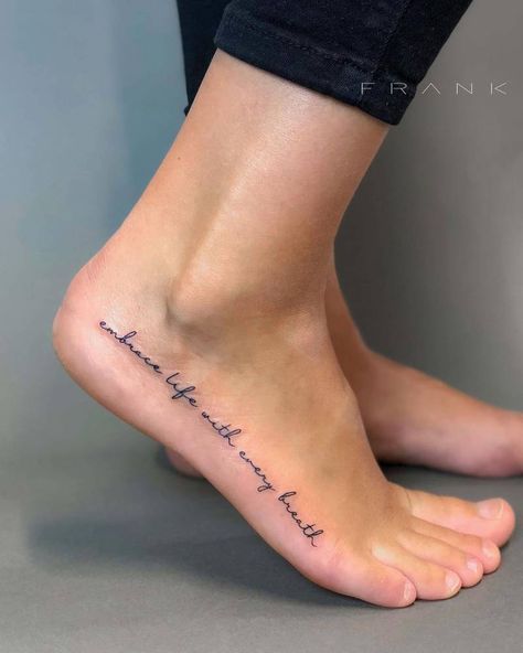 Embrace life with every breath. Classy Tattoos For Women, Cute Foot Tattoos, Small Foot Tattoos, Tattoo Placements, Ankle Tattoos For Women, Foot Tattoos For Women, Tattoos For Women Flowers, Inspiration Tattoos, Парные Тату