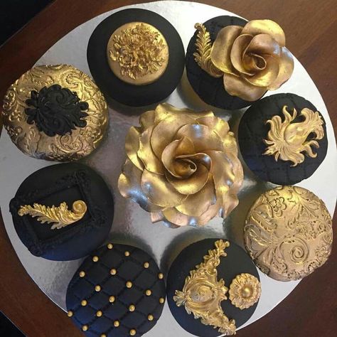 Cake Pucks, Chocolate Pinata, Black Cupcakes, 90th Birthday Cakes, Hanging Wedding Decorations, Gold Cupcakes, Cement Candle, Fancy Cupcakes, Caramel Pretzels