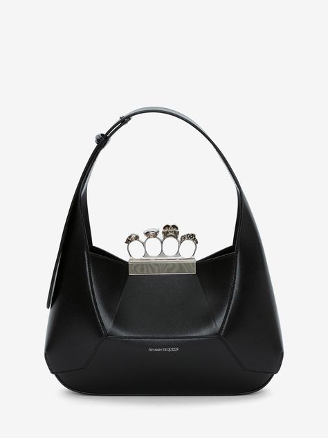 Black Alexander Mcqueen, Alexander Mcqueen Bag, Random Clothes, Leather Jewels, Swarovski Crystal Rings, Leather Hobo, Leather Pouch, Soft Black, Hobo Bag