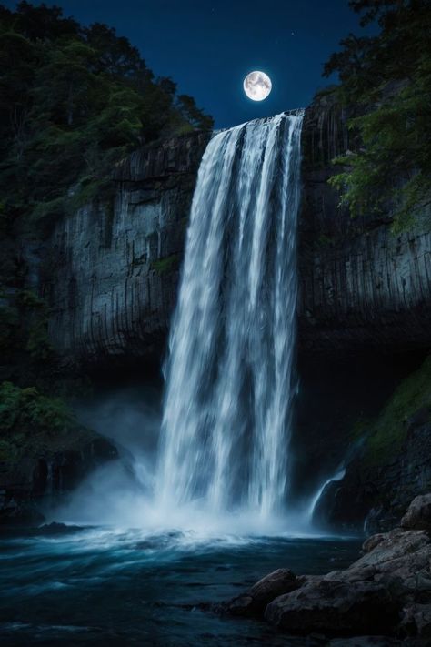 Moon Waterfall, Usa Flag Wallpaper, Fantasy Beach, Police Investigation, Waterfall Pictures, Flag Wallpaper, Waterfall Landscape, Mystical Places, Beautiful Waterfalls