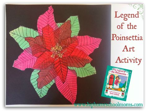 Art Activity for the Legend of the Poinsettia | Hip Homescholl Moms Poinsettia Art, Legend Of The Poinsettia, 2nd Grade Crafts, Tomie Depaola, Winter Art Lesson, Kindergarten Art Projects, Christmas Art Projects, Christmas Teaching, Winter Art Projects