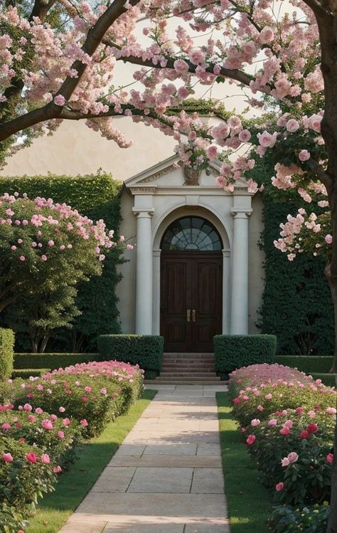 Cherry Blossom Front Yard, Flower House, Secret House, Dream Life House, Bungalow Style, House Outside Design, Village House Design, Luxury Homes Interior, Luxury Homes Dream Houses