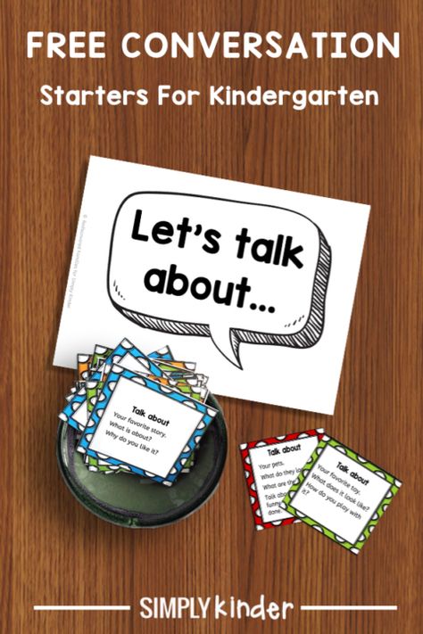 Free printable conversation cards are a fun way to encourage your kindergarten kids to practice talking and listening. Perfect for  morning meeting, closing circle, transitions, and circle time. These free prompts will stimulate amazing conversations in any classroom! #kindergarten #kindergartenprintables # conversationstarters Talking And Listening Activities, Circle Time Topics For Preschool, Speaking And Listening Activities Kindergarten, Oral Language Activities Kindergarten, Communication And Language Activities, Kindergarten Circle Time, Closing Circle, Oral Language Activities, Kindergarten Organization