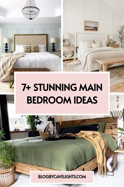 7 main bedroom ideas Bed Frames And Headboards, Master Bed Frame Ideas, Non Matching Bedroom Furniture Ideas, Main Bedroom Design, Main Bedroom Ideas, Simple Bedside Tables, Green Accent Walls, Next Bedroom, Bedroom Redesign