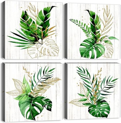 Amazon.com: Sea Turtle Bathroom Decor Ocean Beach Wall Art Watercolor Fish Crab Starfish Wall Decor Colorful Sea Animal Canvas Pictures Coastal Ocean Life Artwork Bedroom Living Room Home Decoration 12x12" 4Pcs: Posters & Prints Sea Turtle Bathroom Decor, Green And Gold Wall, Tropical Plant Wall, Turtle Bathroom Decor, Sea Turtle Bathroom, Turtle Bathroom, Green Plant Wall, Starfish Wall Decor, Leaves Poster