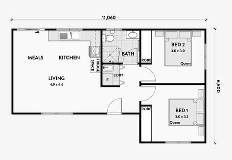 2 Bedroom L Shaped Tiny House, L Shaped House Plans Small 2 Bedroom, Granny Flat Kitchenette, L Shape Tiny House Floor Plans, Granny Flat Ideas Australia, Small Granny Flat Ideas, Granny Flat Plans 2 Bedroom, L Shaped Tiny House, Modern Granny Flat