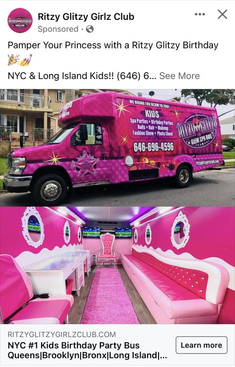 Rv Beauty Salon, Mobile Spa Truck, Mobile Nail Salon Truck, Pink Party Bus, Kids Nail Salon, Spa Bus, Kids Party Bus, Childrens Salon, Nail Bar Ideas