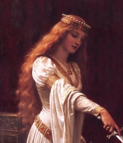 I thee beknight. Medieval Dress Aesthetic, Edmund Blair Leighton, Medieval Princess, Medieval Aesthetic, Queen Aesthetic, Halloween Long Sleeve, The Middle Ages, Medieval Dress, White Queen