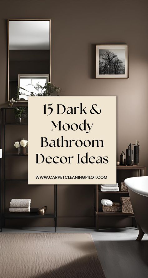 People mostly choose light and bright bathrooms, but if you want to make yours a bit moody and dark, this guide, “15 Dark & Moody Bathroom Decor Ideas,” is for you. Bathroom Wallpaper With Dark Cabinets, Dark Wood Powder Room, Dark Colors For Bathroom, Luxury Dark Bathroom Ideas, Mood Bathroom Ideas, Dark Moody Powder Room Ideas, Dramatic Bathroom Ideas, Dark Wall Bathroom, Small Brown Bathroom Ideas