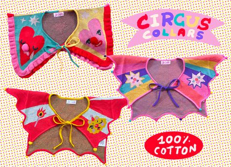 Clown Collar Sewing Pattern, Clown Collar Pattern, Clowncore Accessories, Cute Clown Outfit, Clown Core Fashion, Clowncore Fashion, Clown Fashion, Kawaii Sewing, Clowncore Aesthetic