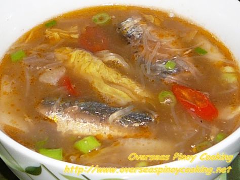 Sardinas at Sotanghon, Canned Sardine Soup with Sotanghon Sardine Soup Recipe, Sardine Soup, Sardines Recipes, Sardine Recipes Canned, Canned Fish Recipes, Bicol Express, Canned Sardines, Korean Soup, Sardine Recipes