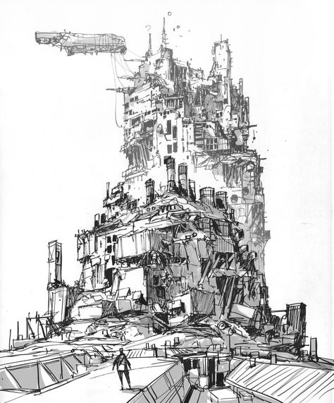 Ian McQue on Twitter: "More world building with @jimrossignol… " Ian Mcque, White Artwork, Perspective Art, Tinta China, Concept Art Drawing, Landscape Drawings, Fantasy Art Landscapes, Sketchbook Inspiration, Urban Sketching